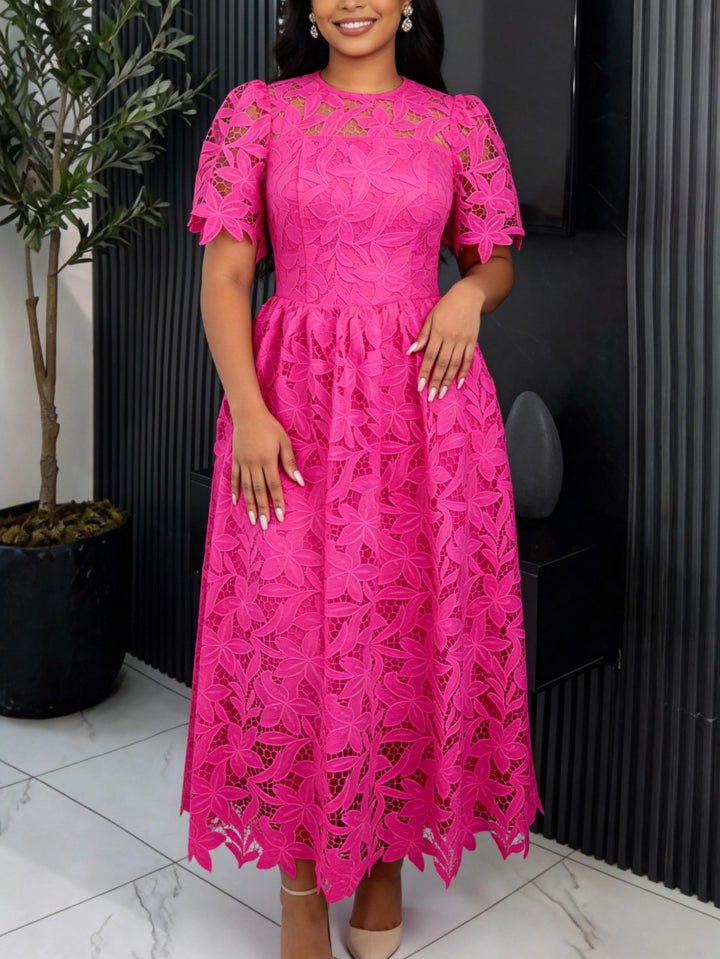 Damen Spitzen-Maxikleid mit floralem Design Drune