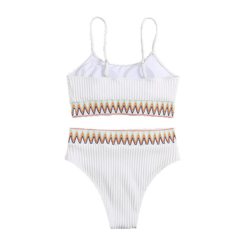 Damen integriertes Bikiniset mit geometrischem Muster Drune
