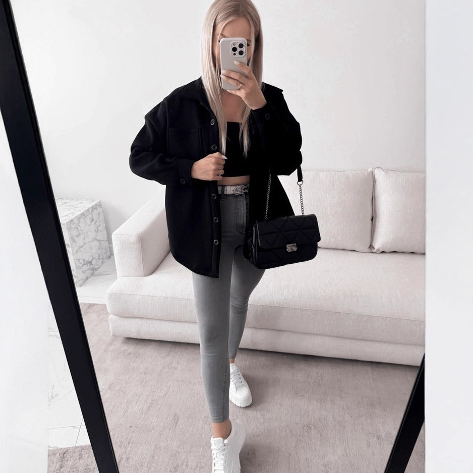 Damen Lässige Overshirtjacke mit praktischen Taschen Drune