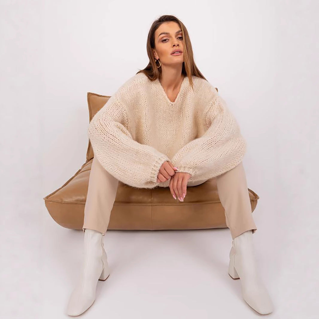 Damen Grobstrickpullover mit oversized Schnitt und weiten Ärmeln Drune