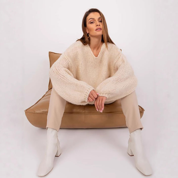 Damen Grobstrickpullover mit oversized Schnitt und weiten Ärmeln Drune