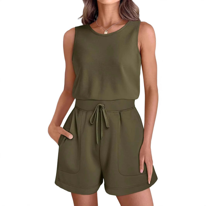 Damen lässiger Jumpsuit mit bequemem Taillengürtel und praktischen Taschen Drune