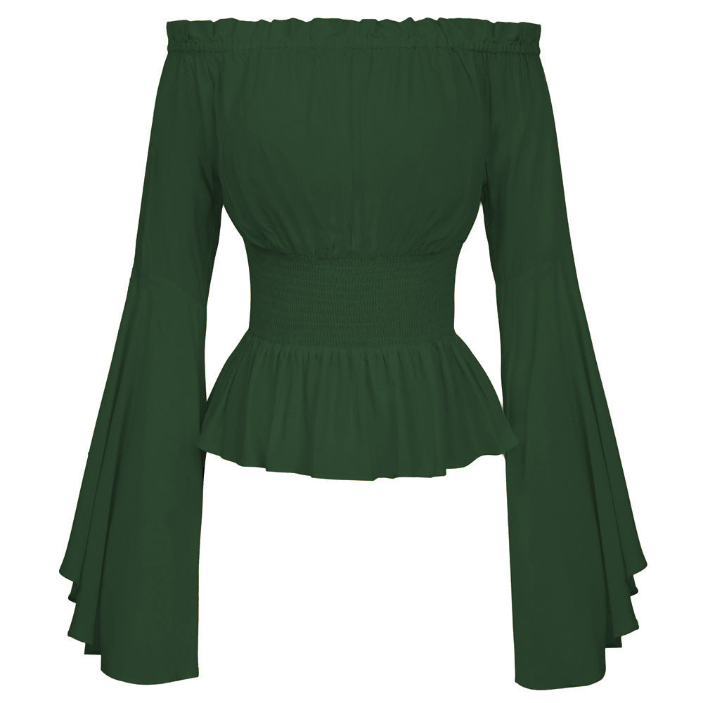 Damen Hemdbluse mit schulterfreiem Design und voluminösen Ärmeln Drune