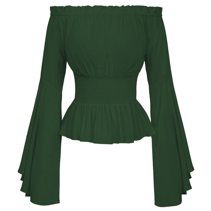 Damen Hemdbluse mit schulterfreiem Design und voluminösen Ärmeln Drune