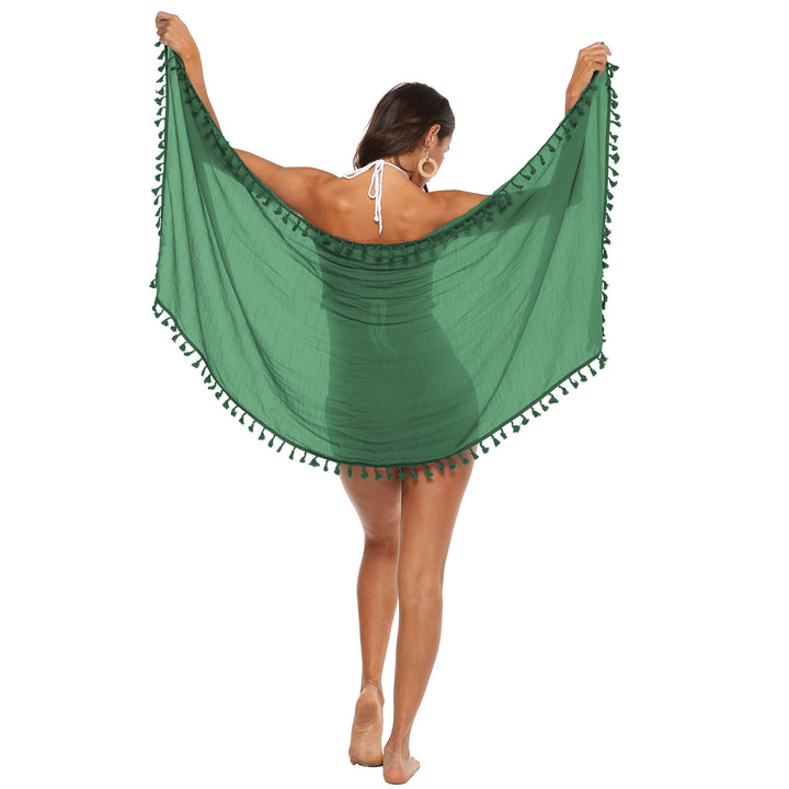 Damen Strandtuch mit verspieltem Quastenbesatz Drune