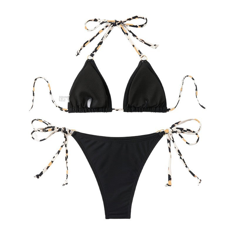 Damen Triangel-Bikini mit verstellbaren Trägern und spannendem Leopardenmuster Drune