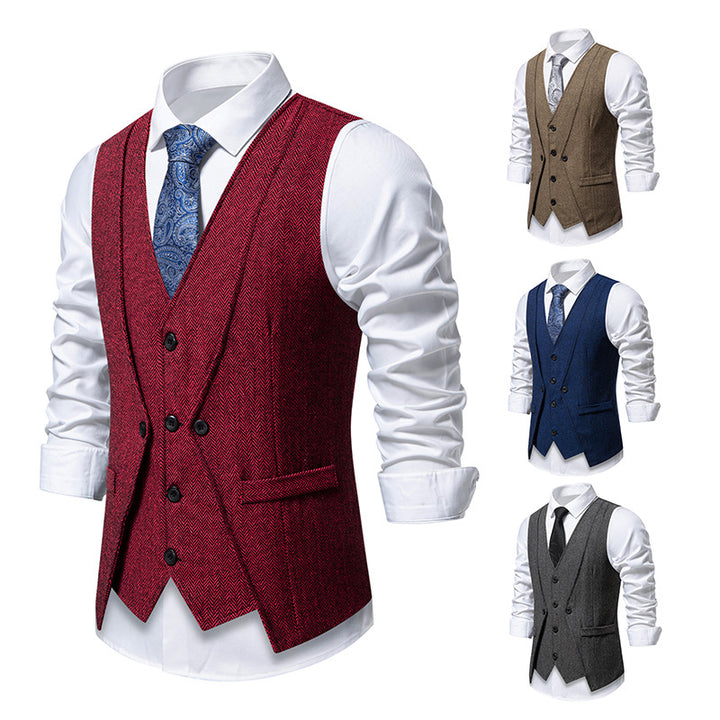 Herren elegante Anzugweste mit strukturiertem Hahnentritt Drune