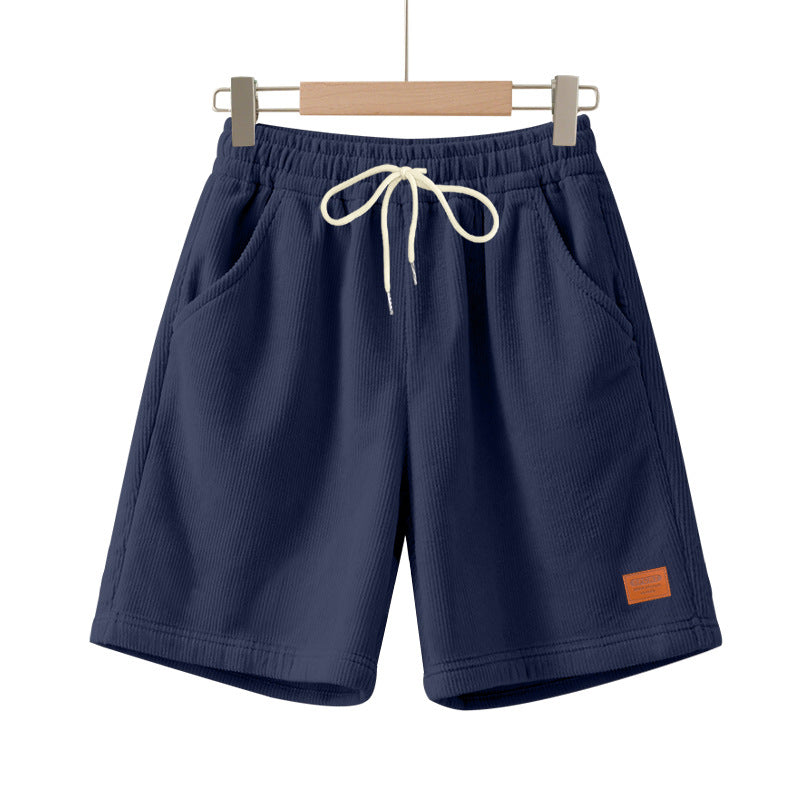 Herren nan lässige Bermudashorts aus feinstrukturiertem Baumwollmix mit elastischem Bund und Kordelzug Drune