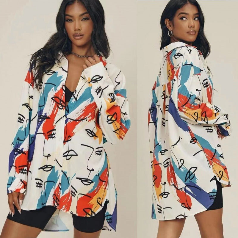 Damen Modische Oversized-Bluse Drune
