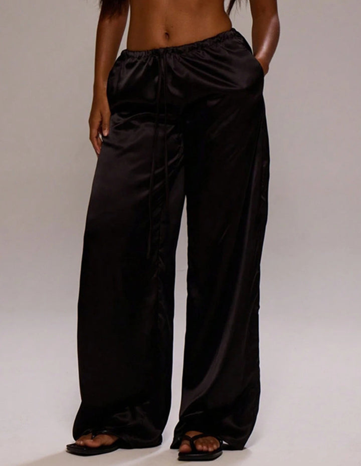 Damen Satin-Hose mit weitem Bein und elastischem Bund Drune