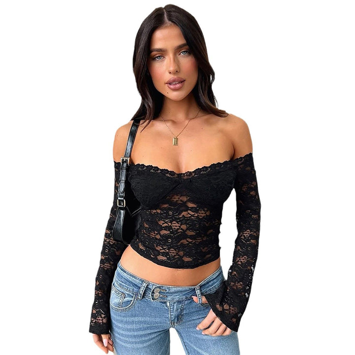 Damen Off-Shoulder Spitzentop Drune