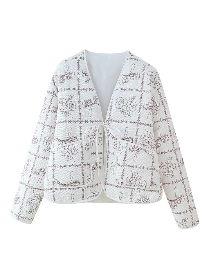 Damen Jacke mit floralem Muster und praktischen Taschen Drune