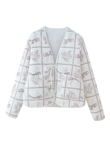 Damen Jacke mit floralem Muster und praktischen Taschen Drune