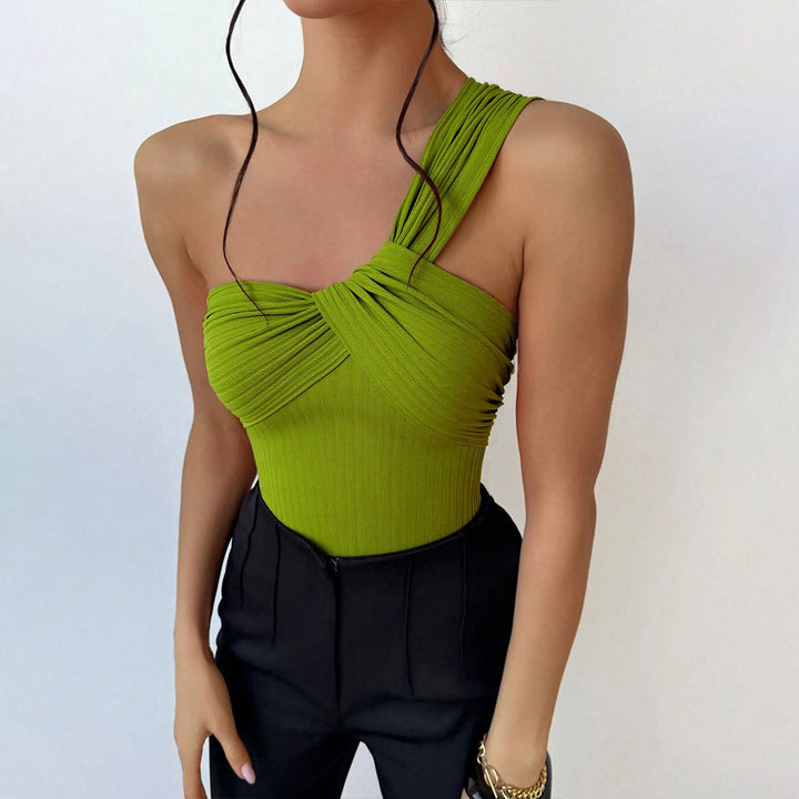 Damen eleganter einarmiger Badeanzug mit raffiniertem Drapierungsdesign Drune