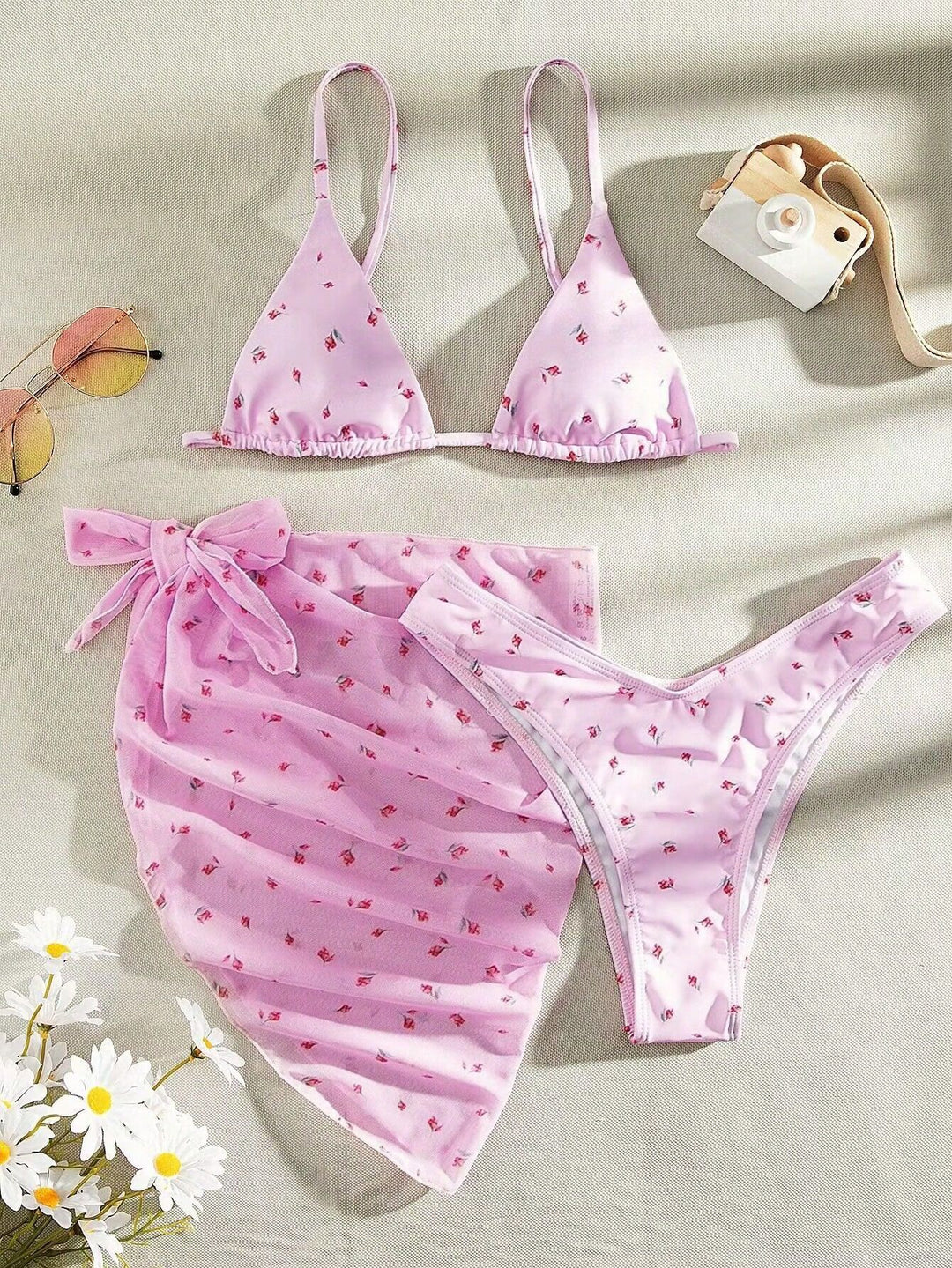 Damen Triangel-Bikini mit elegantem Chiffonüberwurf Drune