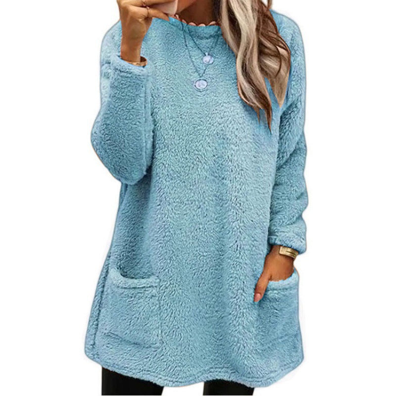 Damen Kuscheliger Fleece-Pullover mit weitem Schnitt und praktischen Taschen Drune