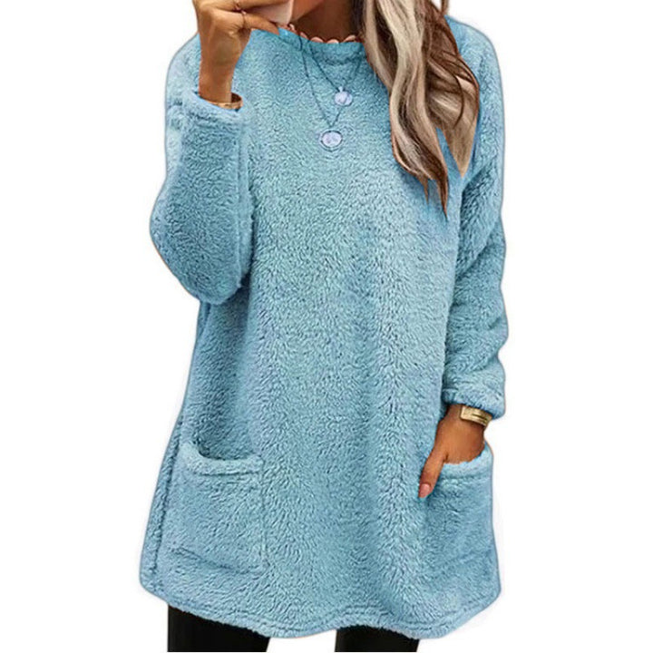 Damen Kuscheliger Fleece-Pullover mit weitem Schnitt und praktischen Taschen Drune