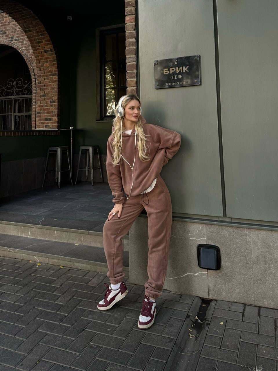 Damen Fleece Loungeanzug mit weiten Ärmeln und gemütlichem Schnitt Drune