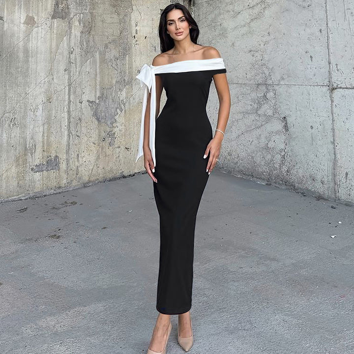 Damen Elegantes Maxikleid mit Off-Shoulder Design und schmalem Schnitt Drune