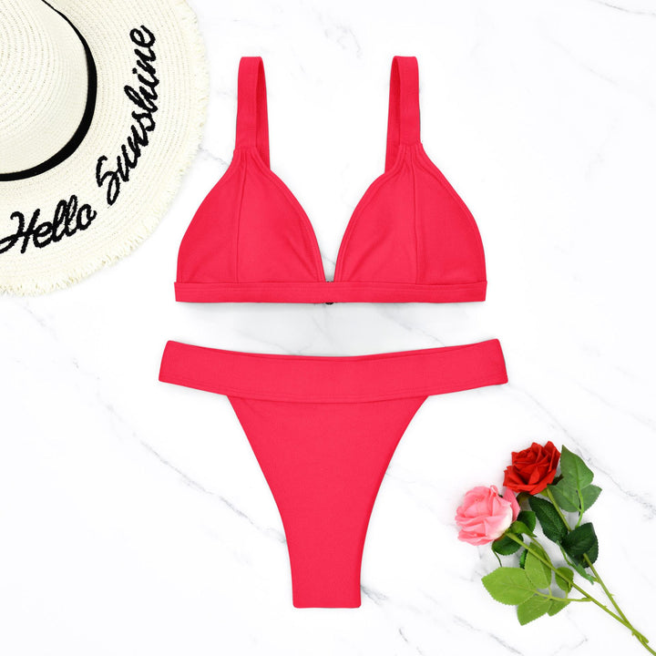 Damen Triangel-Bikini mit floralem Muster und verstellbaren Trägern Drune