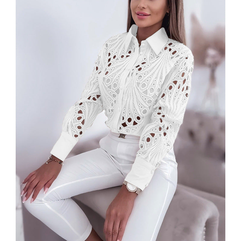 Damen elegante Bluse mit einzigartigem Cut-Out Design Drune