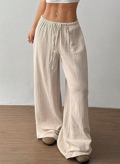 Damen weite, luftige Sommerhose mit Kordelzug Drune