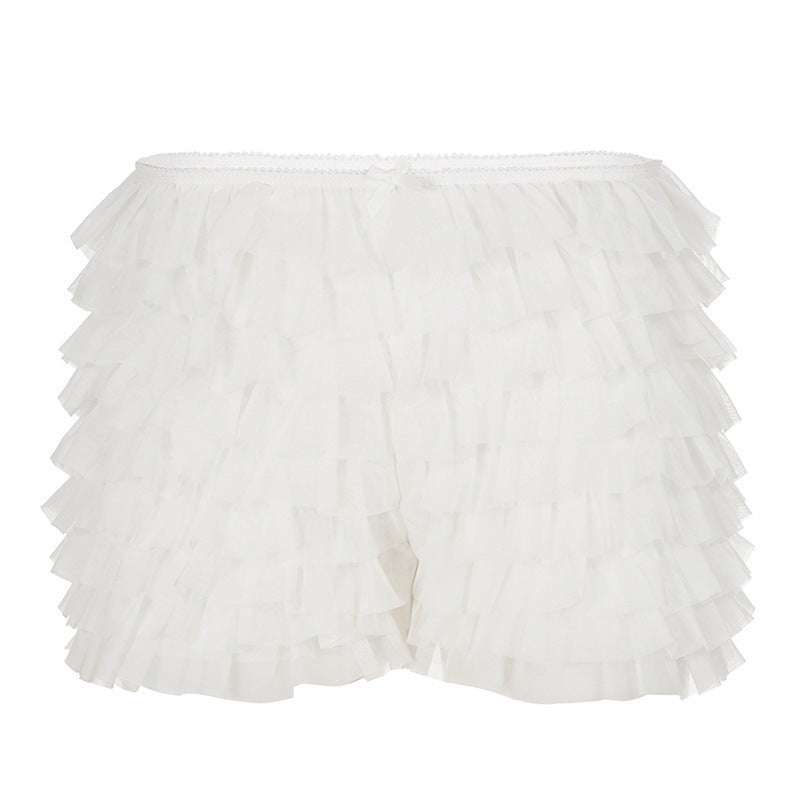 Damen Rüschen-Shorts mit elastischem Bund und verspieltem Design Drune