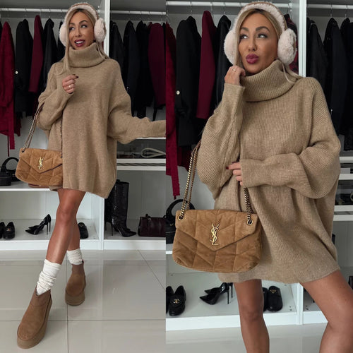 Damen Großer Rollkragenpullover aus weichem Strick Drune