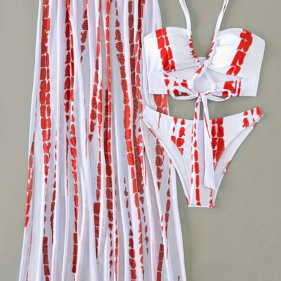 Damen Bikini-Set mit elegantem Wickelrock und modischem Triangel-Top Drune