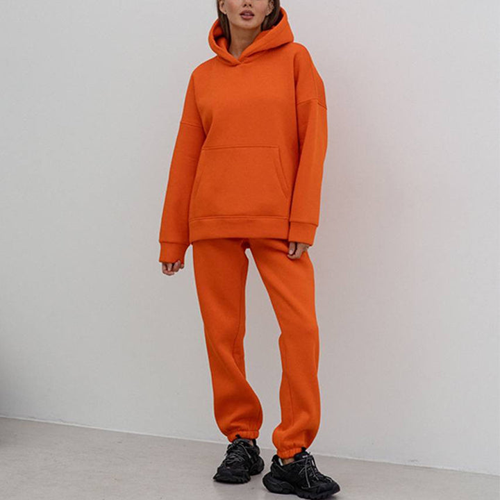 Damen sportliches Fleece-Set mit hohem Kragen Drune