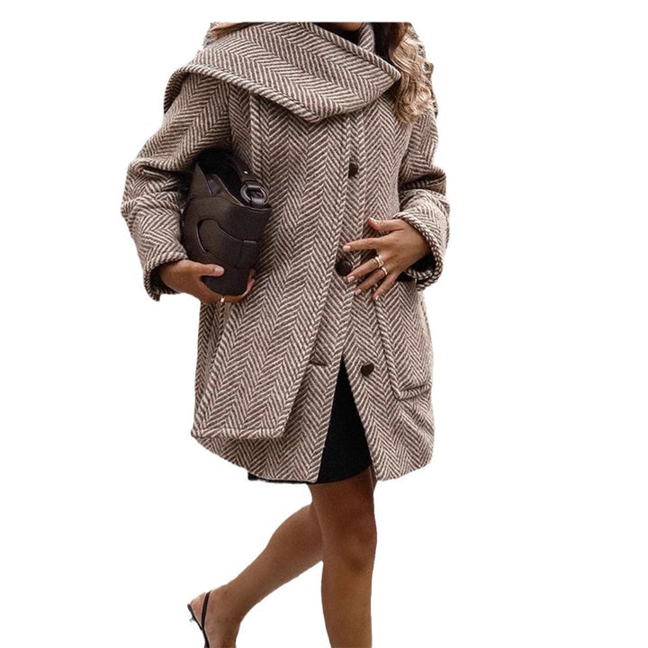 Damen modische Wolljacke mit Chevron-Muster und kuscheligem Schnitt Drune
