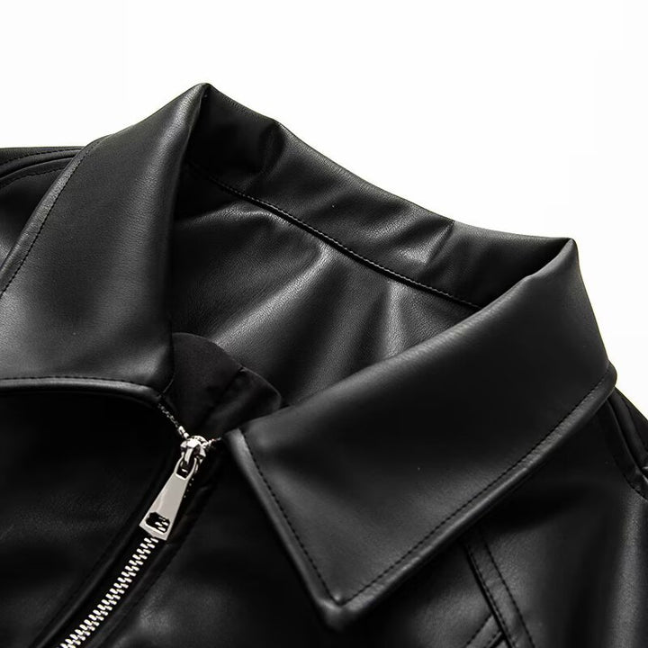Damen modische Lederjacke mit elastischem Bund Drune