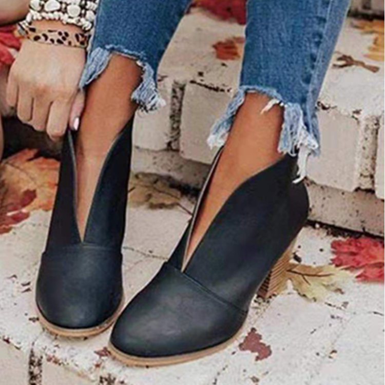 Damen High-Heel Stiefeletten mit elegantem Ausschnitt und modischem Blockabsatz Drune