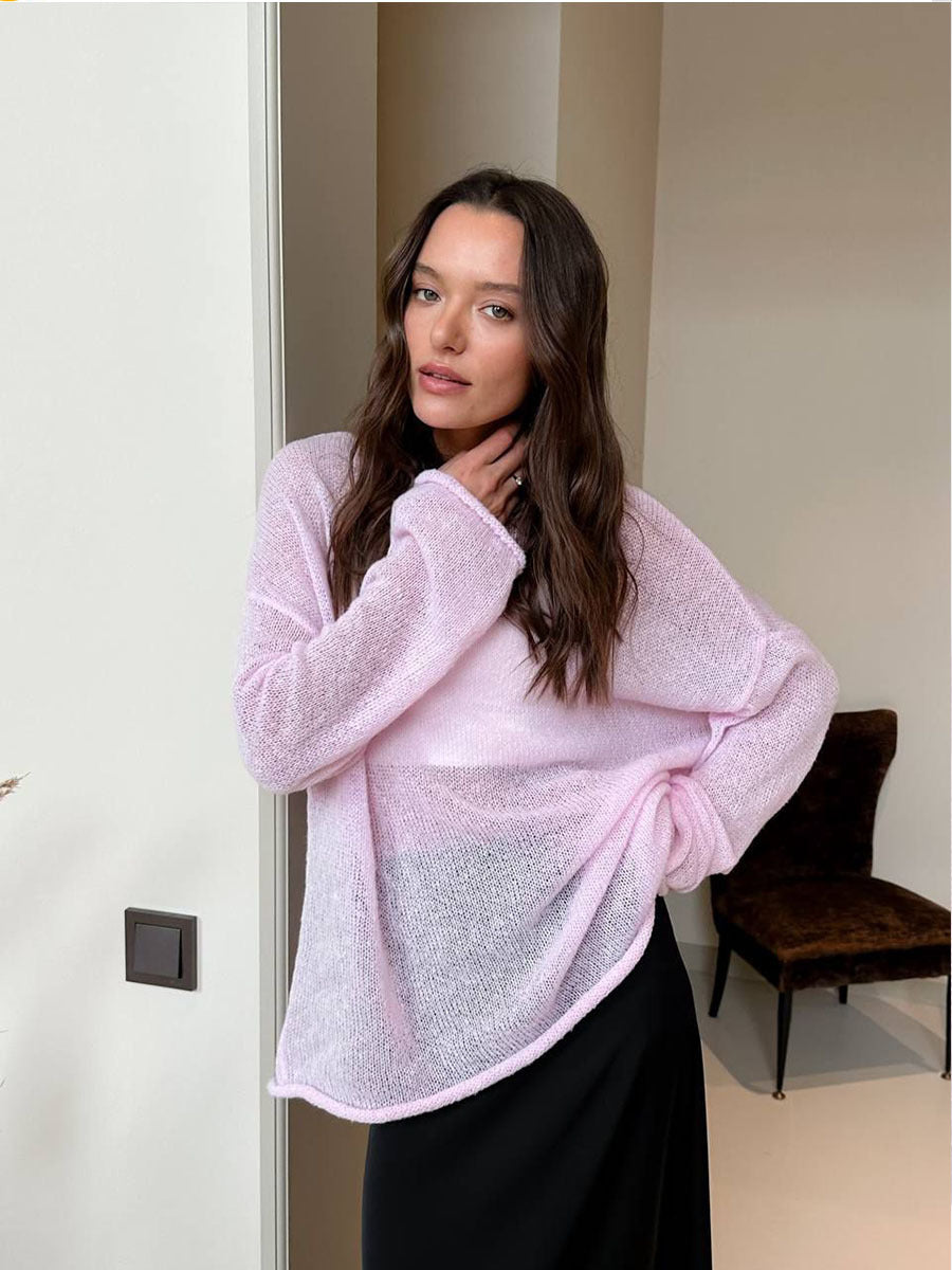 Damen lockerer Strickpullover mit leichtem Oversize-Schnitt Drune