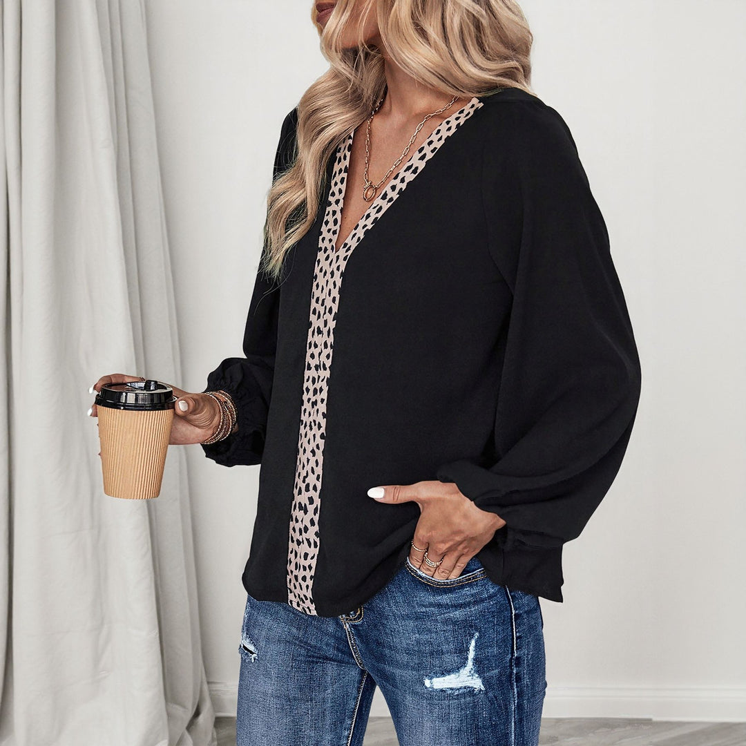 Damen elegante Bluse mit tierischem Muster und lässigem Schnitt Drune