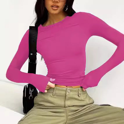 Damen Fashion Langarmoberteil mit asymmetrischem Schnitt und weichen Ärmeln Drune