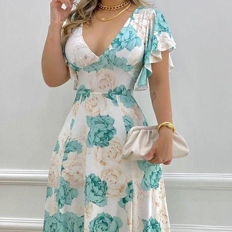 Damen Maxikleid mit floralem Design Drune