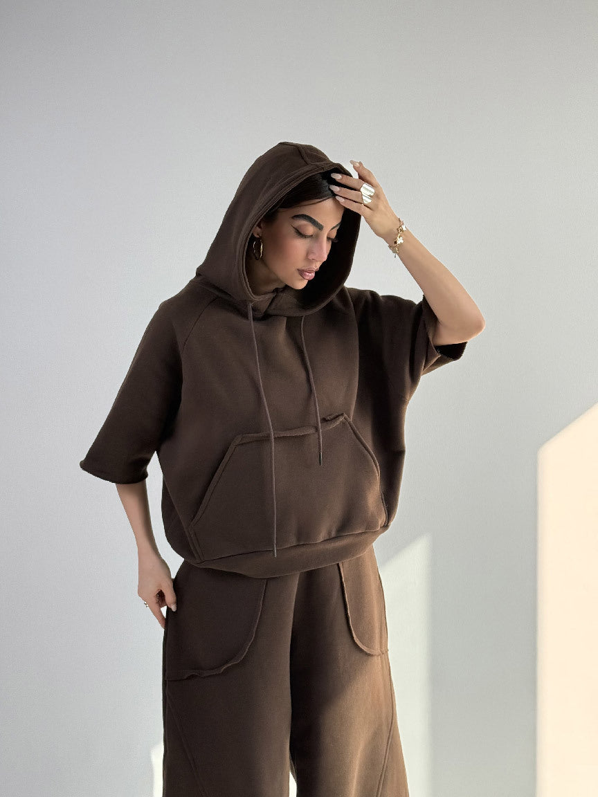 Damen Oversized Kapuzenpullover mit Kängurutasche und elastischen Saum Drune