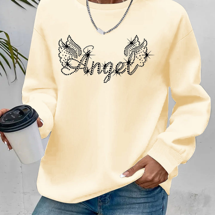 Damen Sweatshirt mit glitzerndem Aufdruck und lässigem Schnitt Drune