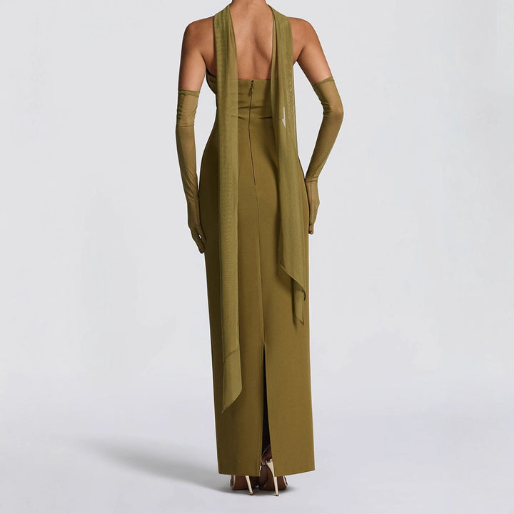Damen Elegantes Schulterfreies Maxikleid mit figurformenden Einsätzen Drune