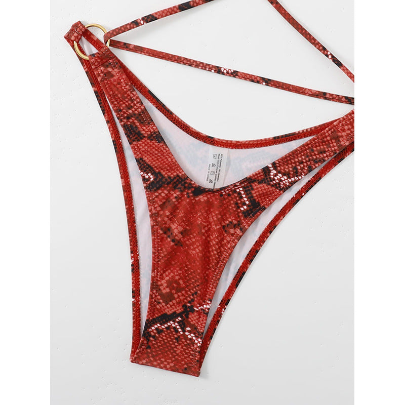 Damen Triangel-Bikini-Set mit raffiniertem Wickeldesign und dekorativen Schnürknoten Drune