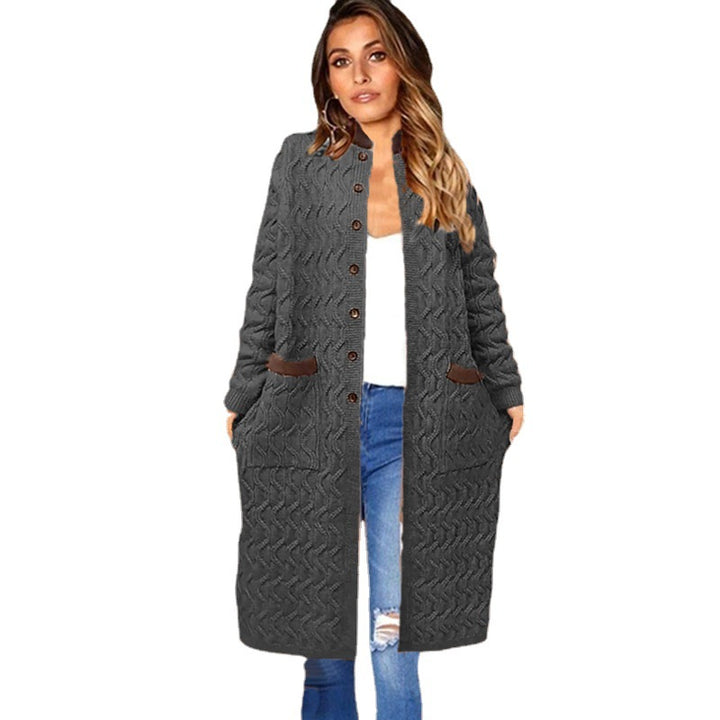 Damen Strickmantel mit tiefen Taschen und Knopfdetails Drune