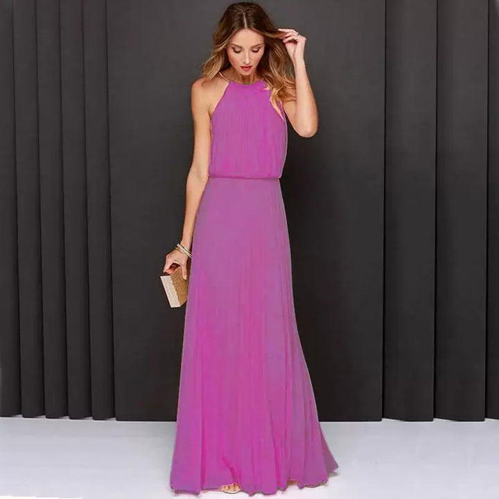 Damen Plissee-Abendkleid Rückenausschnitt Blouson-Top