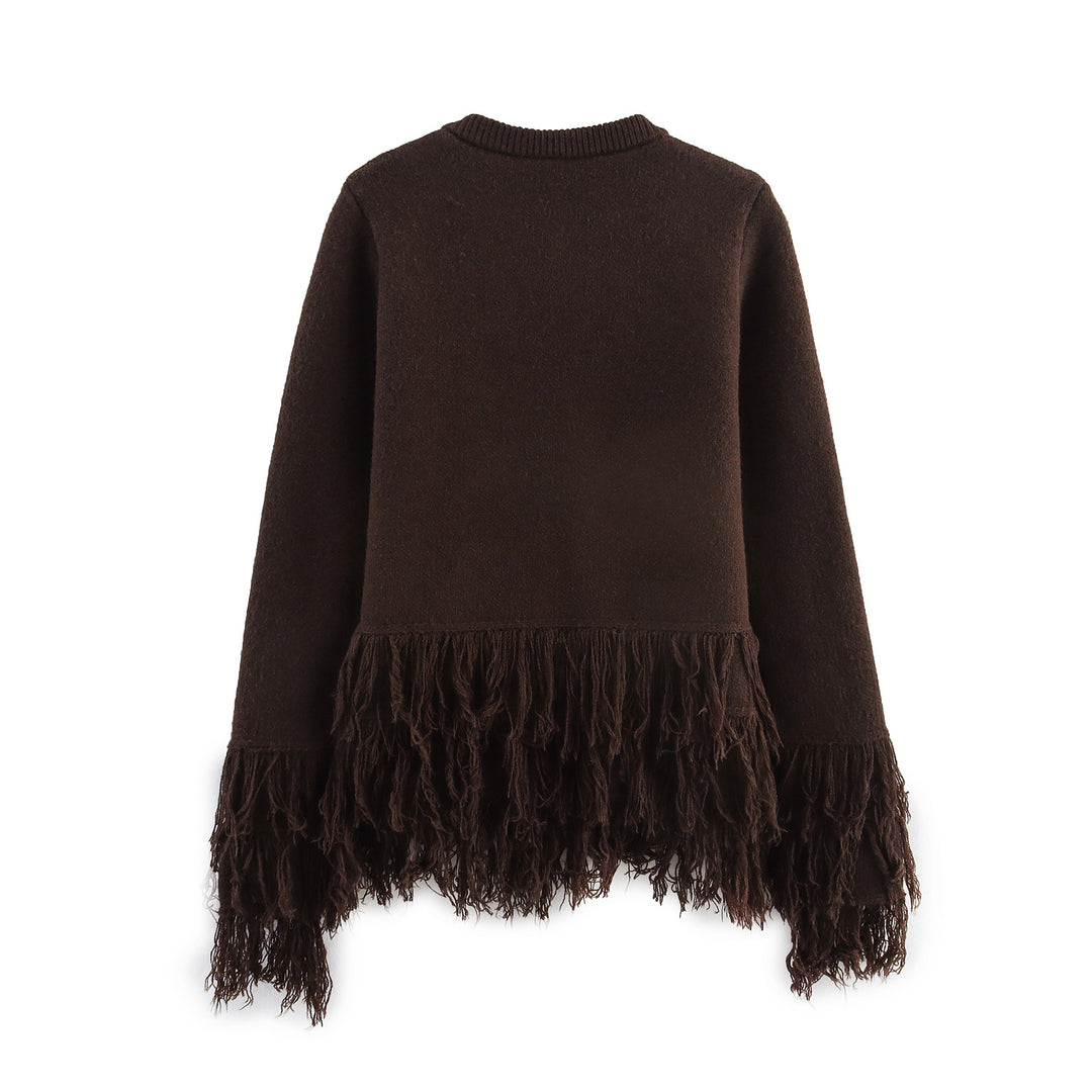 Damen eleganter Cardigan mit fransigen Details Drune