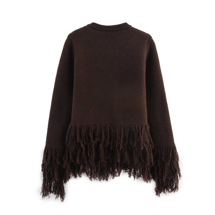 Damen eleganter Cardigan mit fransigen Details Drune