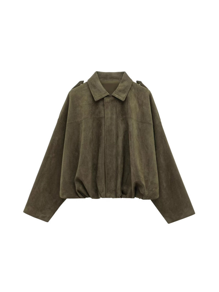 Damen Oversized Wildleder Utility Jacke Drune