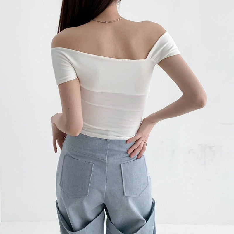 Damen modernes asymmetrisches Oberteil mit trendigem One-Shoulder-Design Drune