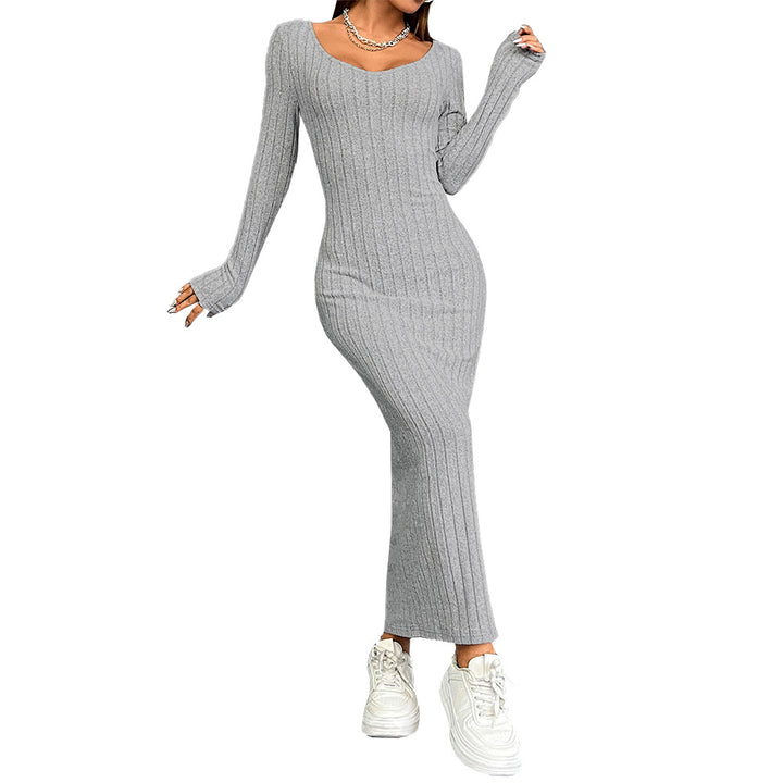 Damen langärmliges Figurbetontes Strickkleid Drune