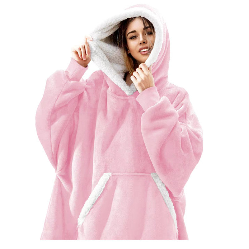 Damen Gemütlicher Hoodie-Poncho mit weichem Futter und praktischen Taschen Drune