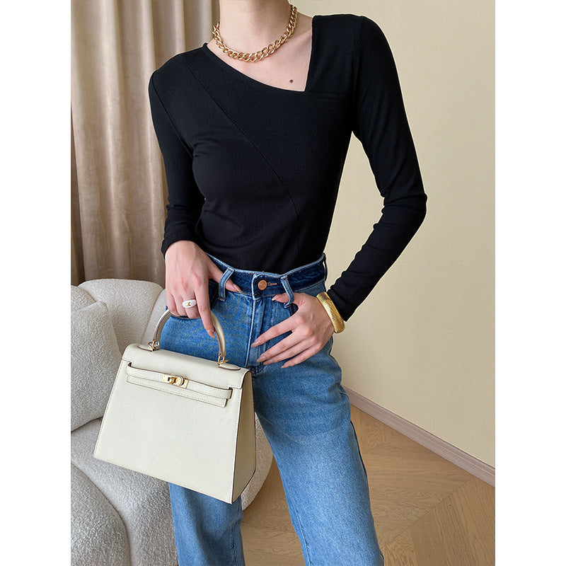 Damen Figurbetontes Longsleeve mit V-Ausschnitt Drune